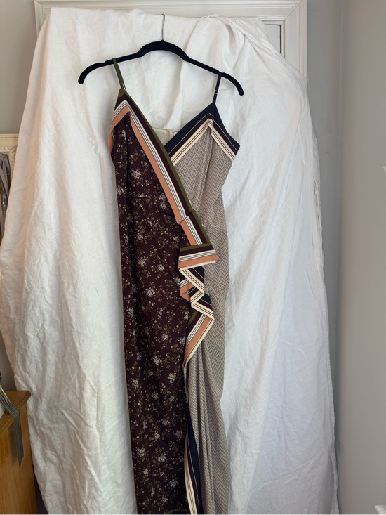 Veronica Beard Dresses & Skirts - Veronica Beard Mixed-Print Slip Midi Dress in Brown, Olive & Cream